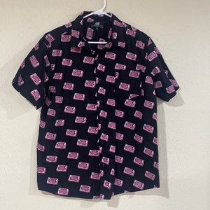 Large Mens Fight Club Short Sleeve Button Up